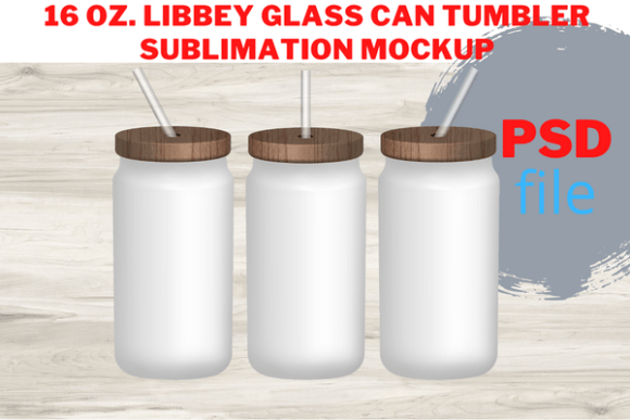 3 -16 Oz Frosted Glass Cans Mockup Psd for Graphic Design and Cans Amp Projects