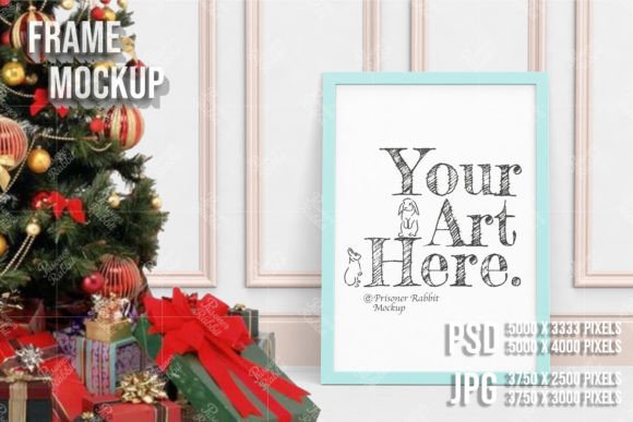 Baby Christmas Frame Mockup PSD Template for Graphics and Christmas Amp