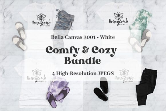 Bella Canvas 3001 White Mockup Bundle for Apparel Mockups and Graphics