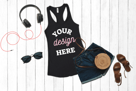 Black Next Level 1533 Tank Top Mockup for Branding and Design