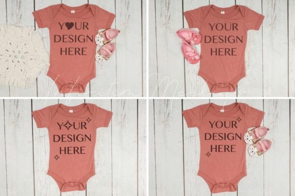 Bodysuit Mockup Bundle Mauve Onesie Mock for Baby Amp Graphics