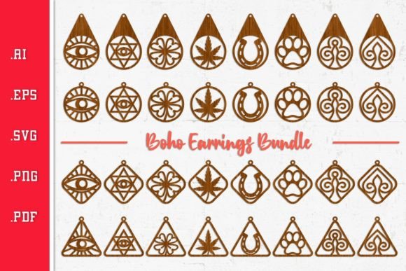 Boho Earrings Bundle Laser Cut SVG Files for Earrings