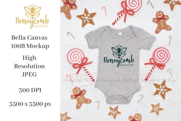 Christmas 100B Baby Bodysuit Mockup for Graphics and Baby Amp