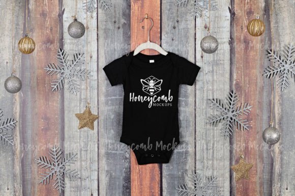 Christmas Black BC100B Baby Mockup for Graphics and Baby Amp
