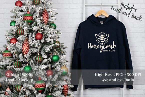 Christmas Gildan 18500 Navy Mockup - Graphics for Christmas Amp