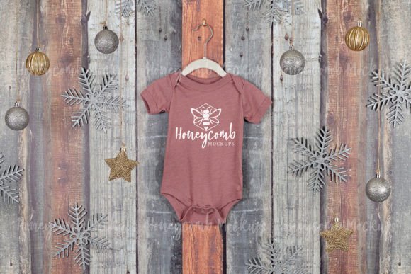 Christmas Heather Mauve BC100B Mockup - Graphics for Baby Amp Creations