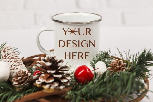 Christmas Mug Mockup for Embroidery Projects