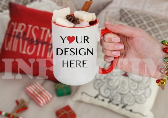 Christmas Mug Mockup Red Handle 15 Oz Graphics for Cosmetic Bottles Amp