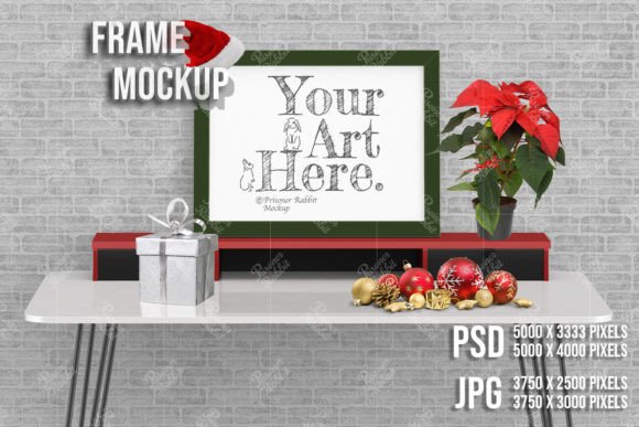 Christmas Time Mockup Frame PSD Template for Graphics and Frames Amp
