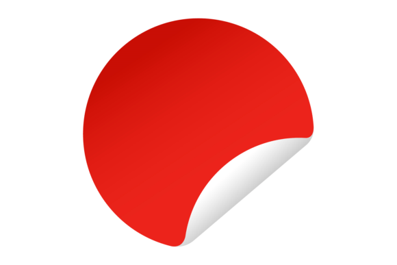 Curled Corner Round Label Mockup. Red Re: A Graphic Design Asset for Branding