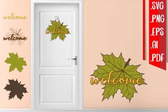 Fall Leaves Layered Door Sign for Laser Cutting and Signs