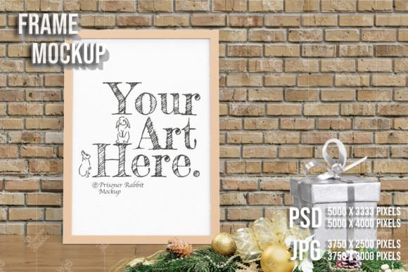 Farmhouse Holiday Frame Mockup Template - Graphics for Christmas Amp