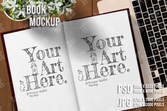 Flat Lay Small Opened Book PSD Mockup for Graphics and Book Amp