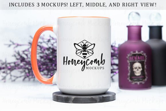 Halloween 15oz Orange Accent Mug Mockup - Graphics for Mugs Amp