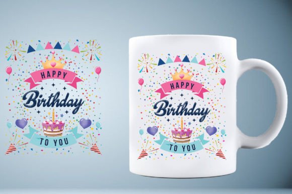 Happy Birthday Mug Design - Graphics for Print Templates