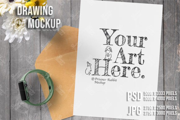 Invitation Card Mockup Drawing Mockup for Print Materials and Graphics