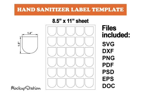 Mini Hand Sanitizer Label Template SVG for Print Templates and Graphics