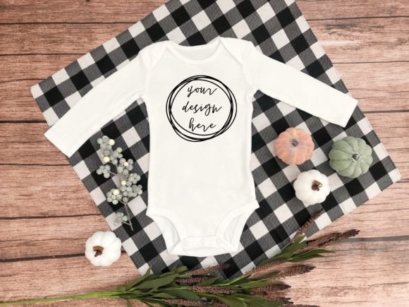 MOCKUP - Fall Baby Styled Onesie Mock for Baby Amp Graphics