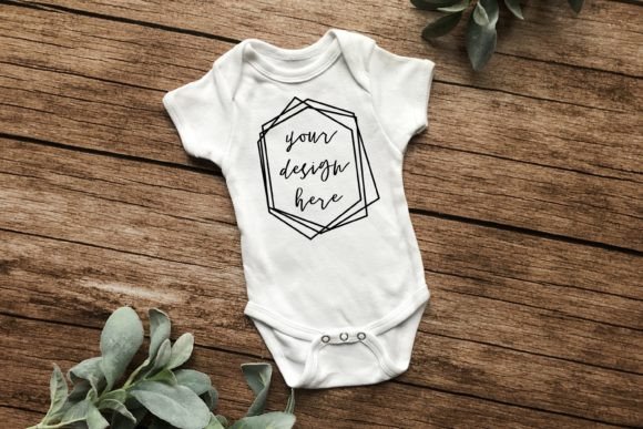 MOCKUP - Simple Short Baby Onesie Mock for Baby Amp Graphics