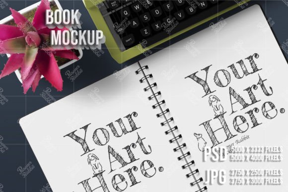 Printable Opened Notebook PSD JPG Mockup for Graphics and Notebooks Amp