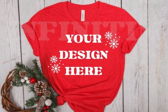 Red Christmas Bella Canvas 3001 Mockup for Christmas Amp Graphics