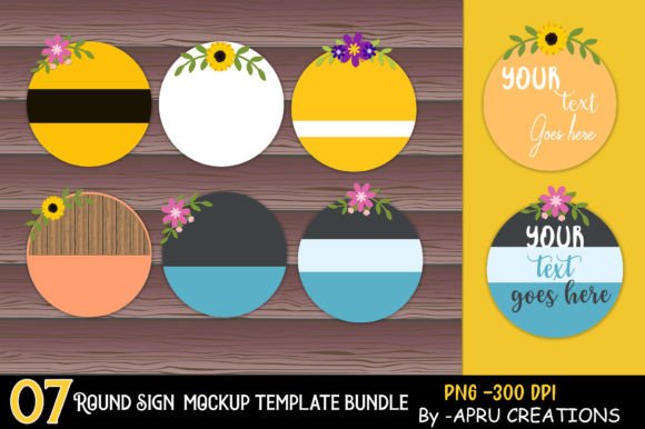 Round Sign Mockup Bundle - Graphics for Art Amp Projects