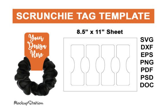 Scrunchie Tag Template SVG Printable for Graphics and Print Templates