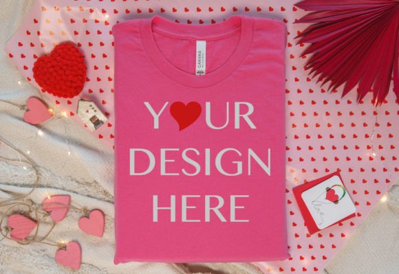 Valentine Bella Canvas 3001 Pink Mockup for Valentine S Day Graphics