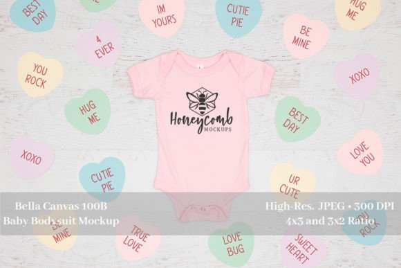 Valentines Baby Mockup Bella Canvas 100B Graphics for Baby Amp Creations
