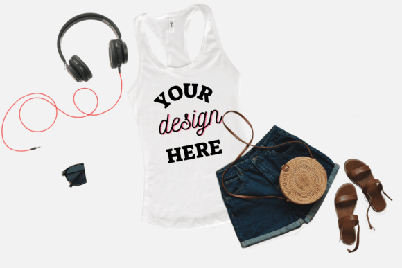 White Next Level 1533 Tank Top Mockup Graphics for Handmade Creations