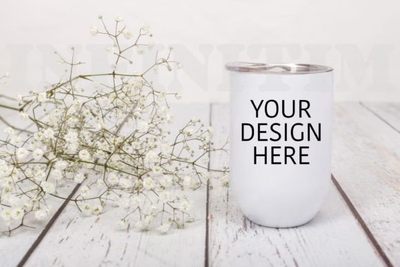 White Wine Tumbler Mockup for Mugs Amp Graphics