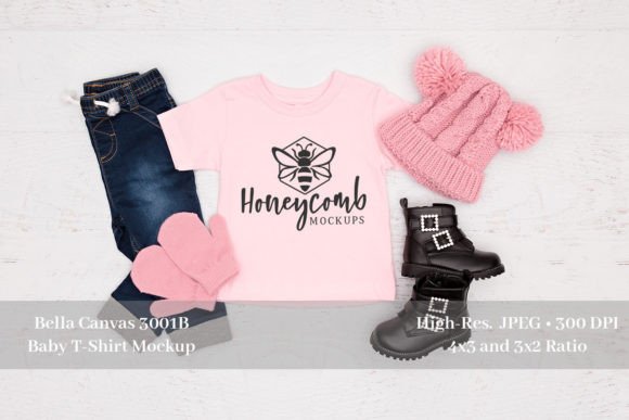 Winter Bella Canvas 3001B Pink Mockup for Baby Amp Graphics