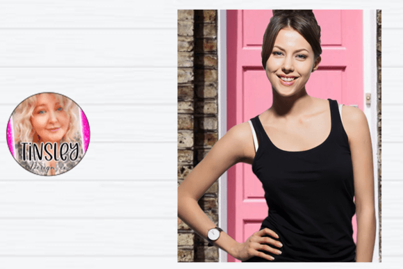 Woman Black Tank Top Mockup Design for Brand Graphics