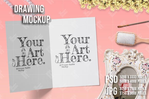 Working Women Lady Card Mockup Template for Graphics and Invitations Amp